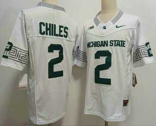 Men's Michigan State Spartans #2 Aidan Chiles White FUSE College Football Jersey,We sell and wholesale Men's Michigan State Spartans #2 Aidan Chiles White FUSE College Football Jersey on line form chian!